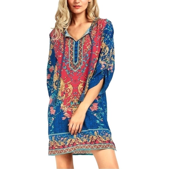 Urban CoCo Dresses & Skirts - Colorful Urban Coco Boho Shift Dress 3/4 Sleeve Womens XL NWOT